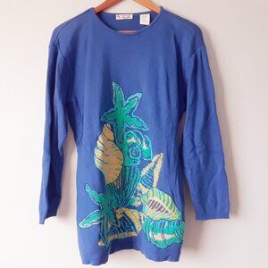 Vintage 90s Talbots Cotton Rayon Sweater Dress M